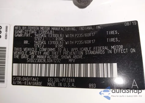 2020 Toyota Sienna L from USA, damaged, VIN 5TDZZ3DC9LS041232